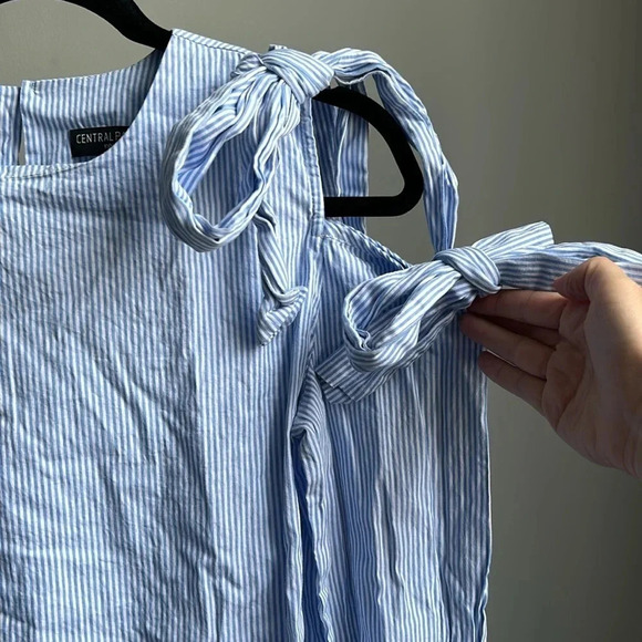 Central Park West New York Striped Cotton Shirt | Striped Shirt | Open Shoulder - Picture 2 of 10